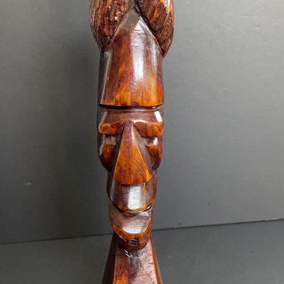 Tall Hand Carved Wooden Head Hand Made Statue Decorative Collectible - Picture 2 of 10